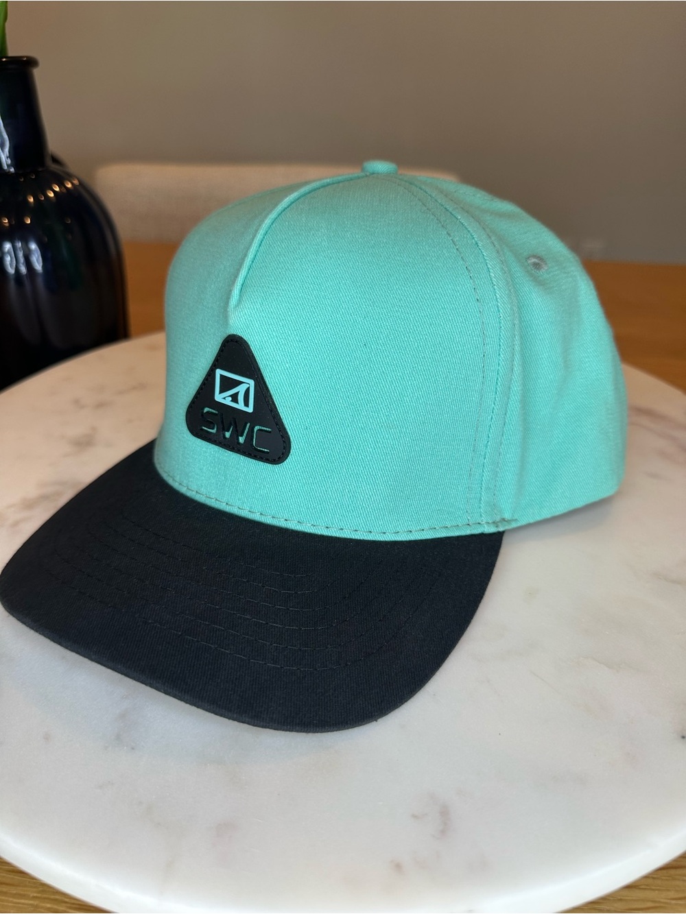 Men’s skinny water culture fishing hat Mint Green and Black Snapback Hat